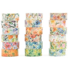 Songdao Washi Tape, Plant and Floral Pattern, 18-Roll Set | Floral Masking Tape