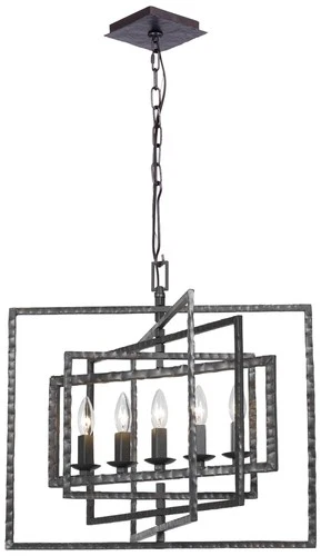 Crystorama Capri 24"W Raw Steel 5-Light Pendant - Picture 2 of 7