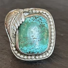 Navajo Vintage Sterling Silver Heavy Ring Size 10 Web Turquoise 14g