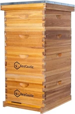 Beecastle 10 Frame Langstroth Bee Hive Coated with 100% Beeswax Includes Beehive