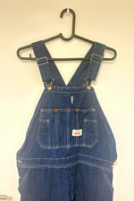 Round House Men  s Blue Denim Bib Overalls Work Coveralls Made in USA 38 X 30