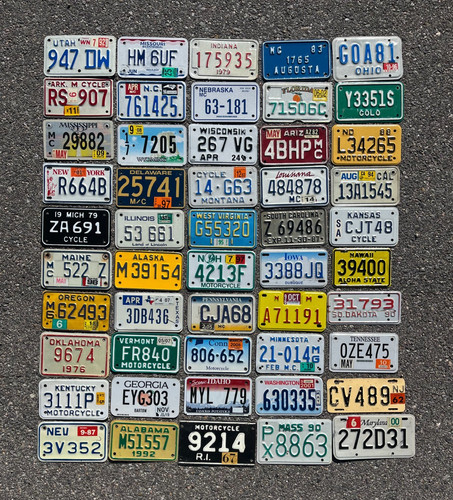 COMPLETE SET - MOTORCYCLE License Plates - All 50 States - 50 LOT Cycle Plates