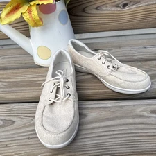 Skechers Women’s Casual Canvas Equator Boat Shoes Beige 8 Archfit uplift Taupe