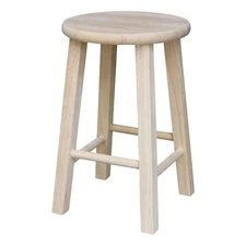 , Round Top Stool-18" Seat Ht, 12"W x 12"D x 18"H, Solid Parawood, 18"H, 225 ...