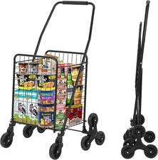 Folding Shopping Cart with 110 LBS Capacity Utility Cart Stair Climbing Wheel