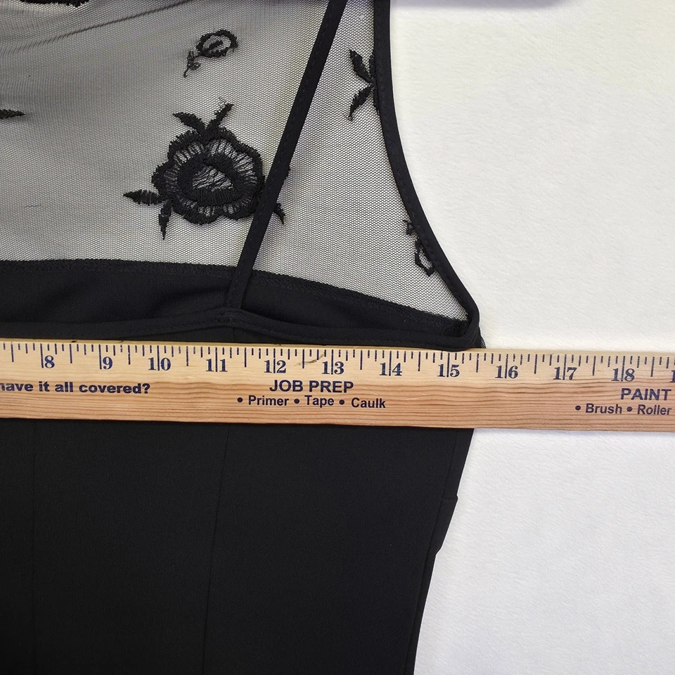 Maxi Vestido Sin Mangas Y2K XOXO Para Mujer M Negro Floral Encaje Capricho Noche Cóctel Foto 4 de 4