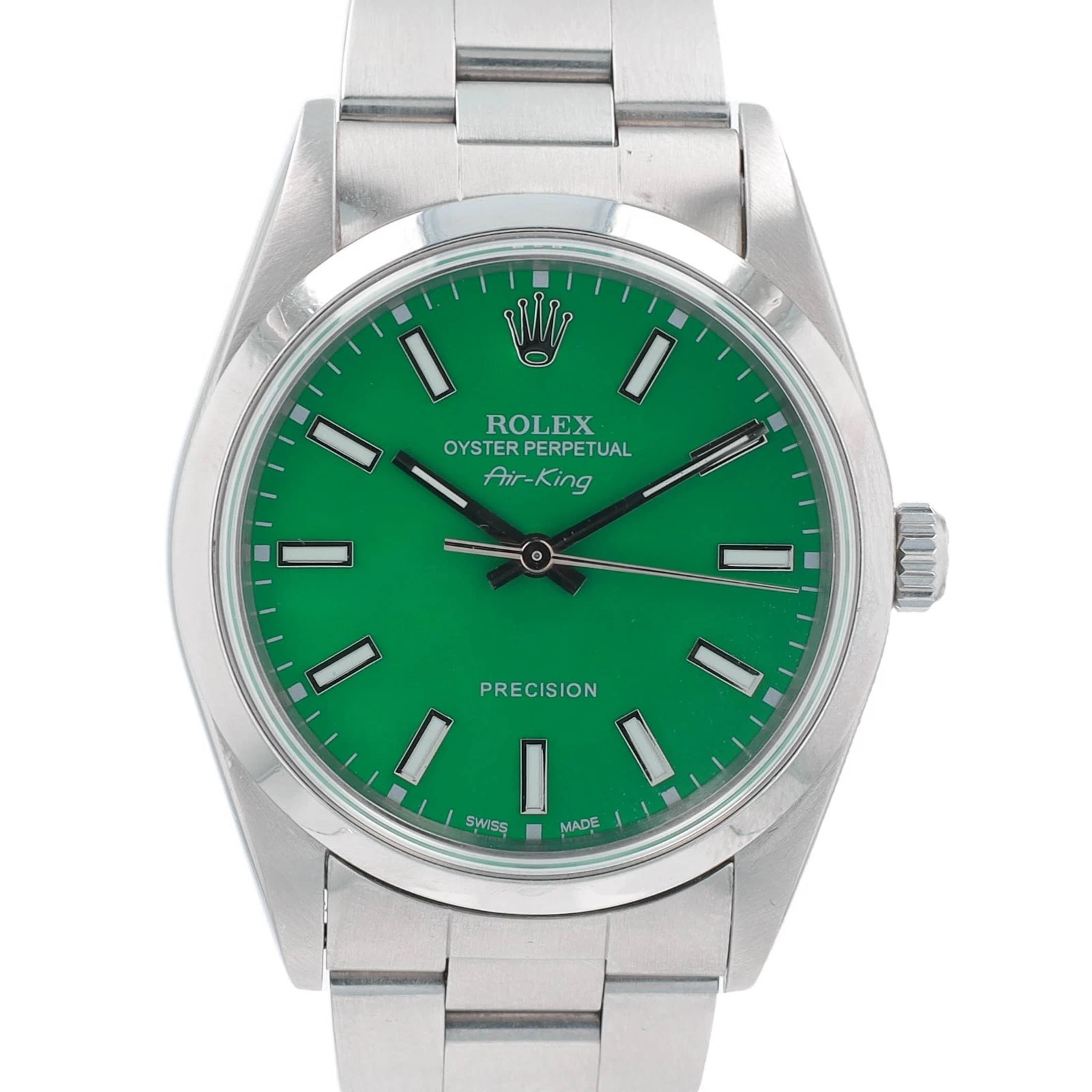 Rolex Air-King 14000 Stainless Steel Green Luminous Index Dial Oyster Band 34mm