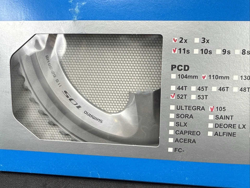 Plato Shimano 105 5800-L 52t 110 mm 11 velocidades para plata 52/36t Foto 4 de 4