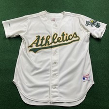 Vintage Oakland Athletics Jersey Mens 46 White 90S MLB Baseball Shirt USA MADE