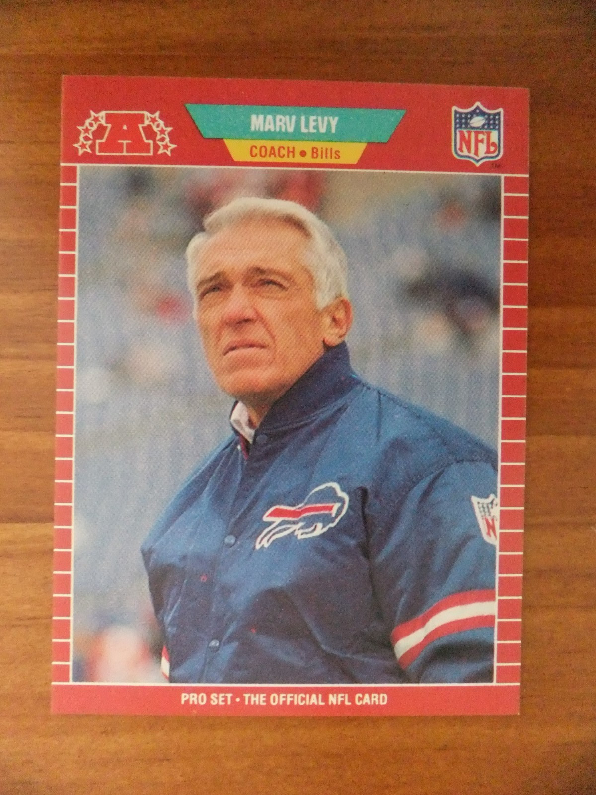 L#E40  1989  Pro Set  #34  Marv Levy, Buffalo Bills. HOFer. NRMT condition.