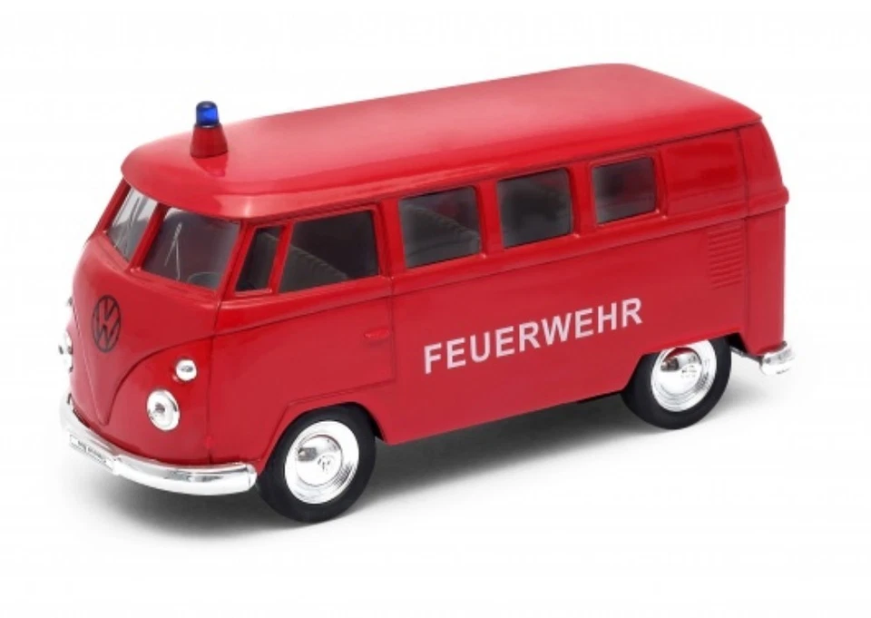 Welly 1963 Volkswagen T1 Bus pompiers rouge 1:34 1:39 échelles 4,5 pouces... - Photo 1/1