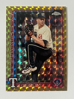 2025 Topps Chrome Jacob DeGrom #214 Gold Geometric Refractor  /50 Texas (DW)