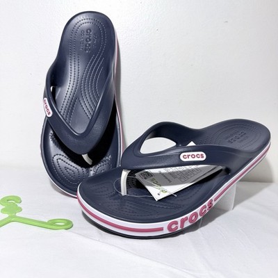 Crocs Unisex Bayaband Flip/Flops Navy Blue White Red Size M8/W10 NWT