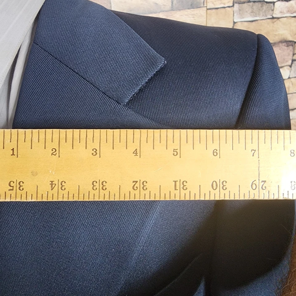 1970s Sears 2 Piece Suit Mens 44S 38X29 Blue Gray Wide Lapel - Image 2 of 4