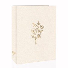 Photo Album 5x7, 100 Photo Pockets, Linen Cover for Memories, Beige