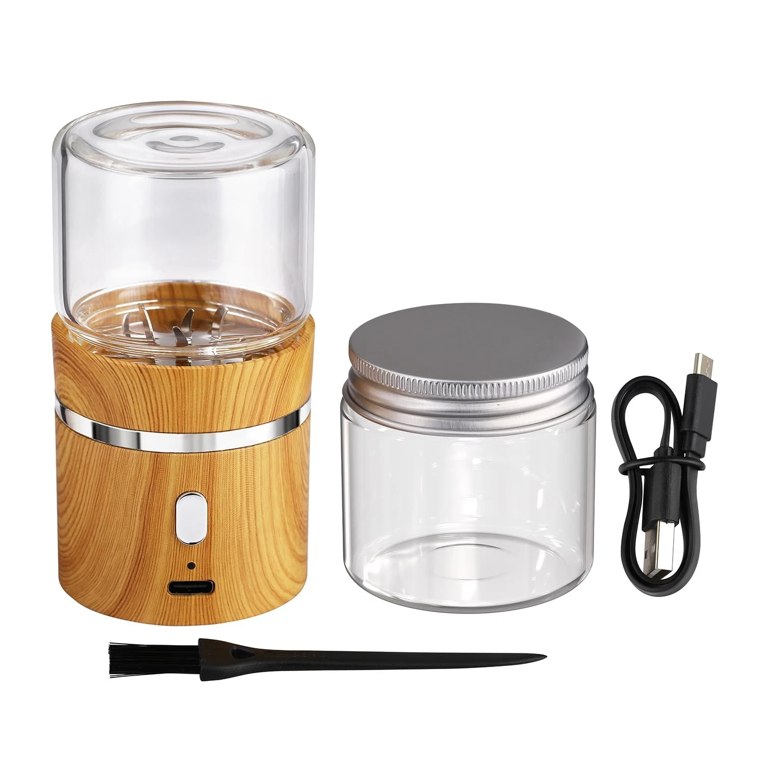 Electric Herb Grinder, Spice Grinders Mini Size small, wood grain