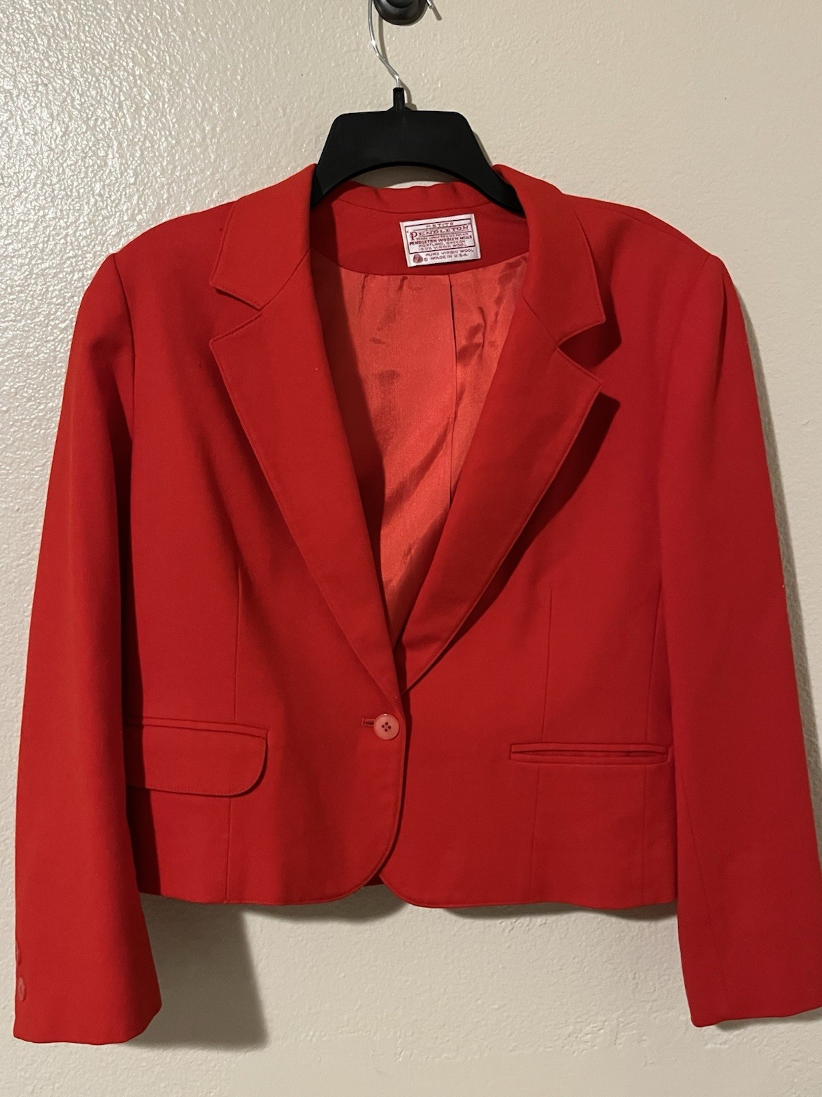 Pendleton Pure Virgin Wool Red Blazer Jacket Crop… - image 1