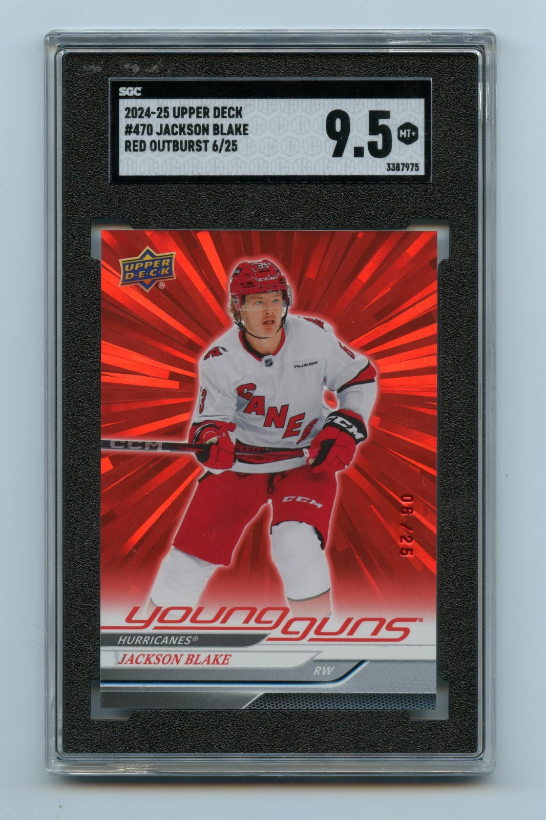 2024-25 Upper Deck Series 2 - Young Guns Jackson Blake #470 Outburst Red /25...