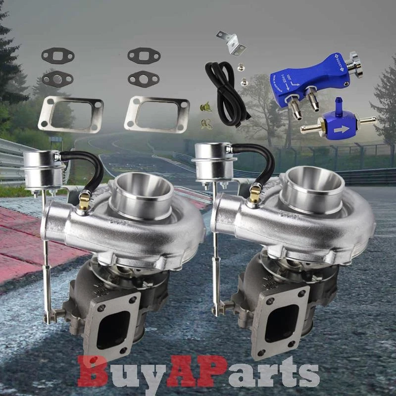 Upgrade Racing V-Band Twin Turbo Charger + Blue Manual 30 PSI Boost Controller - Image 1 of 1