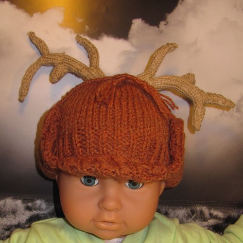 BABY DEERSTALKER BEANIE HAT KNITTING 