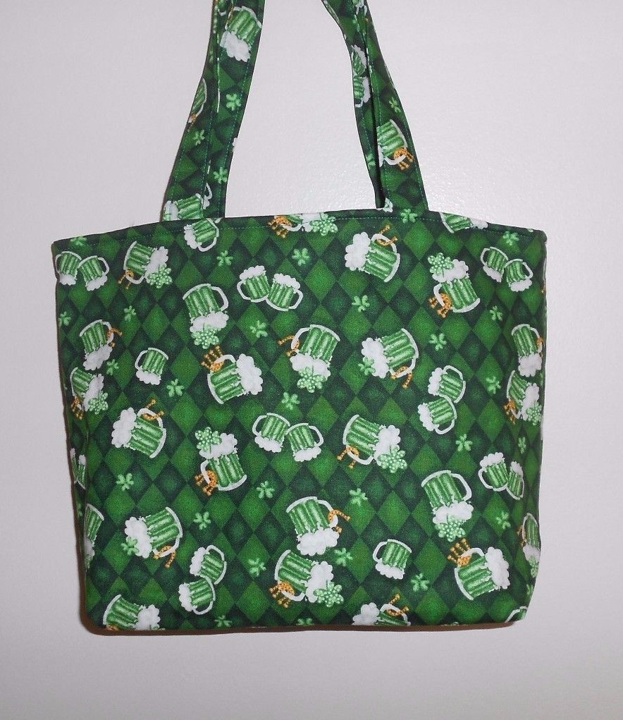 Handmade St Patrick's Day Beer Mug Shamrock Horse Shoe Tote Bag Purse
