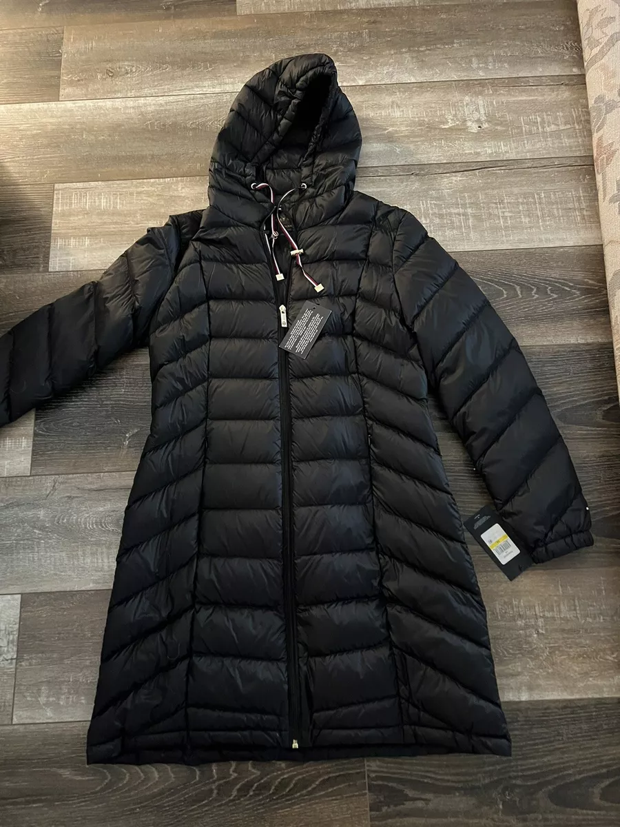 Tommy Hilfiger Black Quilted Hooded Packable Jacket Down Puffer Medium |