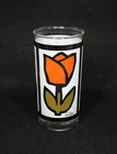 Vintage High Ball Drinking Glass Tumbler Featuring Tiffany Style Tulip Design
