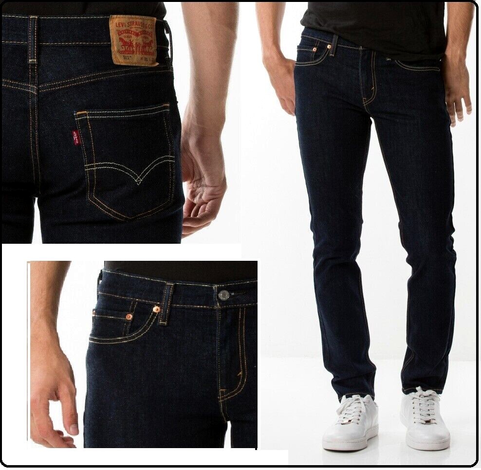 100percent Original Levi's 511 Slim Fit Men's Riveted Jeans - Dark Blue RRP £95.99