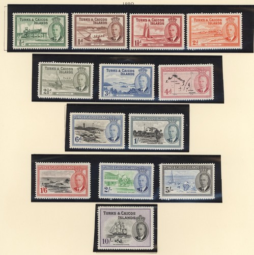 TURKS & CAICOS- STAMPS ISSUED DURING REIGN OF KING GEORGE VI IN PLASTIC MOUNTS - Picture 20 of 24