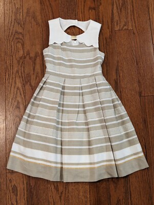 bonnie jean gold dress Bonnie Jean Gold Sparkle Stripe Peekaboo Cutout Dress Girls Size 6X Lined