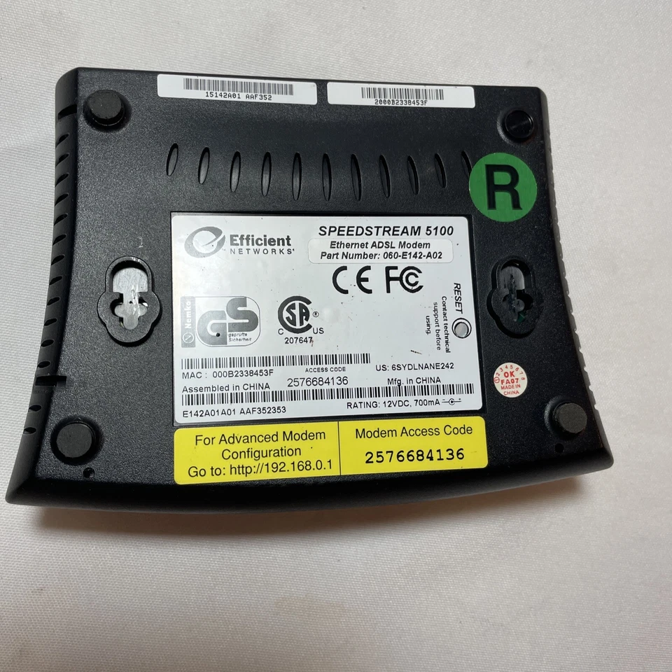 Efficient Networks SpeedStream 5100 (12A-5100-701) 24 Mbps with Power Supply - Image 4 of 4