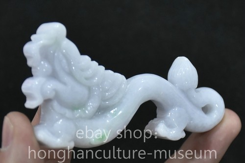4" Old Chinese natural Jadeite Jade Carving Dragon beast Sculpture statue - Picture 2 of 6