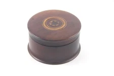 Antique Vintage Wooden Loose Talcom Powder Puff Vanity Jar With Star Inlay