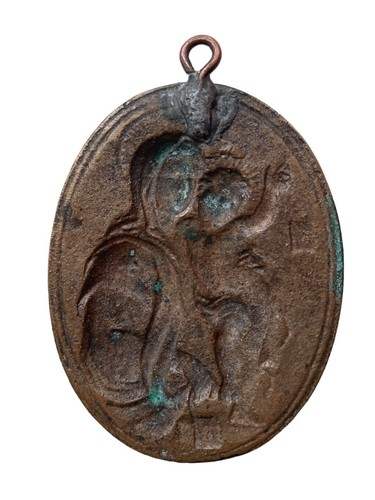 *HH* Antica Placca Medaglia Ex Voto Madonna Religiosa Votiva Devozionale Sacra - Picture 2 of 10