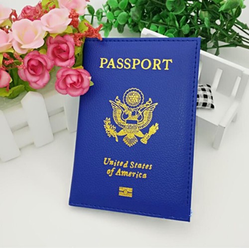 Leather Passport Holder Cover Travel case Wallet USA Emblem Gold - Picture 16 of 17