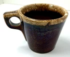 Hull Coffee Mug Pottery Glazed Brown Drip  Cup Oven Proof USA Stoneware Vintage