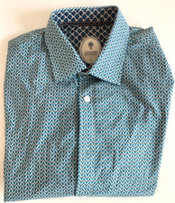 Ganesh Hemd 100 % Baumwolle türkis gemustert (Kreise ) s. Fotos Gr. L