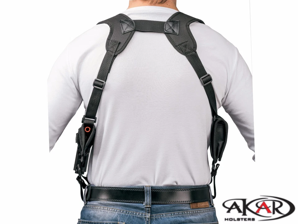 Hi-point 45 4" 5" Nylon Horizontal Shoulder Holster with Double Mag Pouch RH - Image 3 of 4