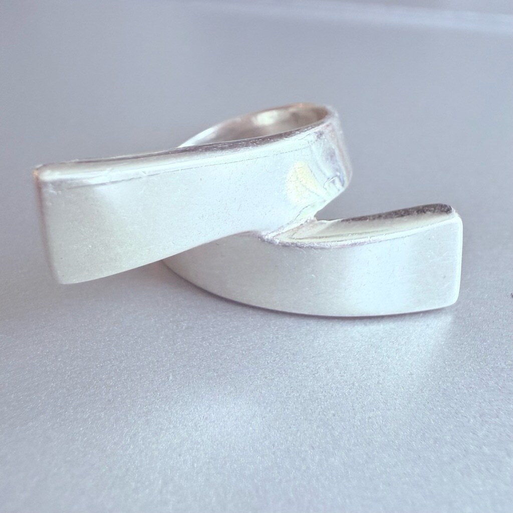 Modernist Bypass Statement Ring 925 Sterling Silv… - image 1