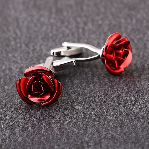 High Quality Men's Shirt Cuff Button Gold Red Rose Cufflinks Wedding Suits Gifts - Picture 6 of 20