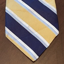 Vintage Brooks Brothers Gold Blue Irregular All Silk Men’s Necktie Made In USA 
