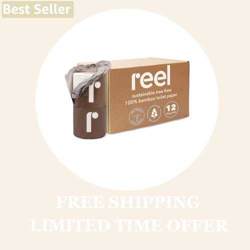 Eco-Friendly Bamboo Toilet Paper 12 Rolls 3-Ply Tree-Free Plastic-Free Septic...
