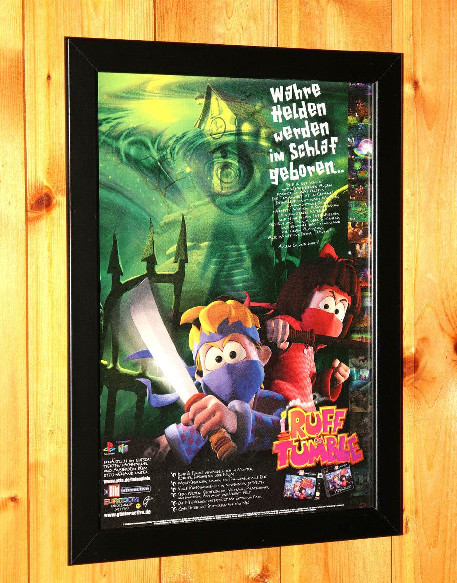 1999 Ruff & Tumble - 40 Winks N64 PS1 Rare Vintage Promo Poster