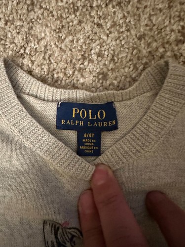 POLO RALPH LAUREN Kids toddler Gray Sweater Floral Ruffle Hem Size 4T dog walker - Picture 6 of 6