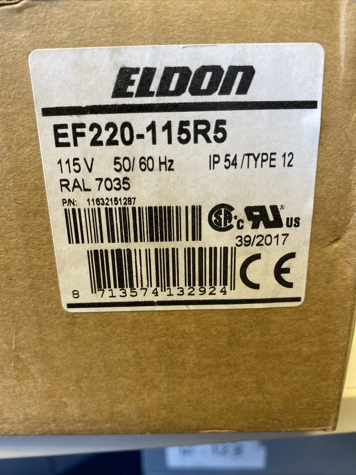 ELDON Lüfter mit Filter EF220R5. Luftstrom 110m3/h (115 VAC) - Bild 2 von 3