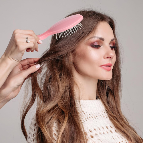 2 PCS Wig Brush Set - Stainless Steel Metal Bristle Comb and Cushion Detangling - Picture 6 of 12