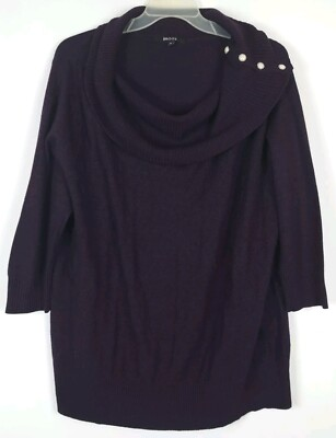 #ad Briggs Sweater Womens 3X Brown 3 4 Sleeve Boat Neck Buttons Diamond Pattern $19.99