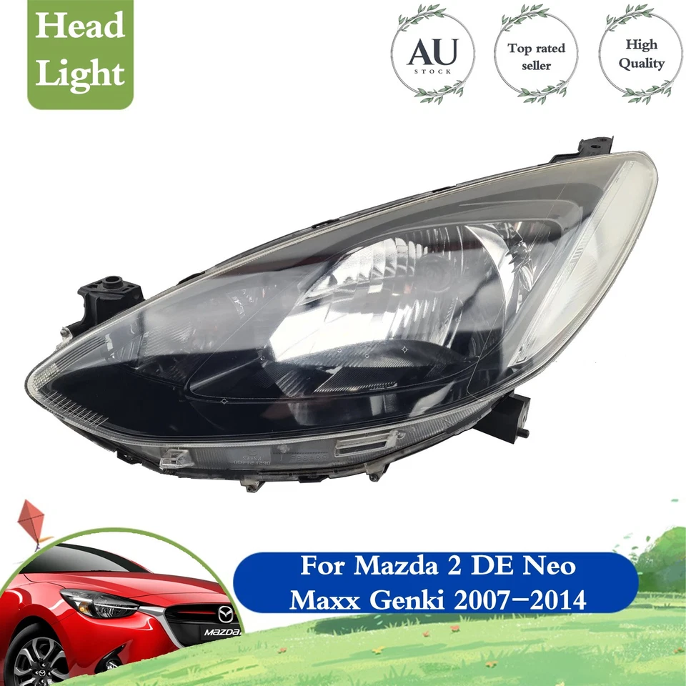 TOP For Mazda 2 DE Neo Maxx Genki Sport 2007-2014 Pair LH+RH Head Light Black - image 3 of 4