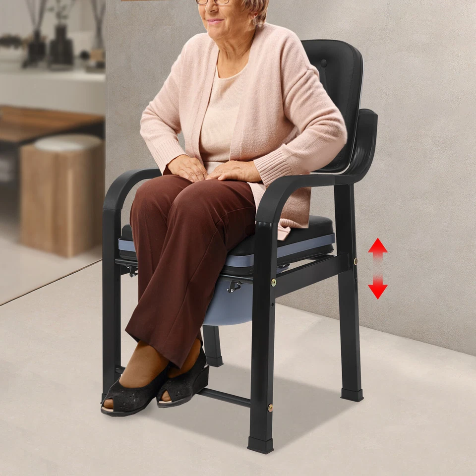 550lbs Heavy Duty Commode Chair for Elderly Bedside Toilet Chair with Backrest - Image 2 of 4