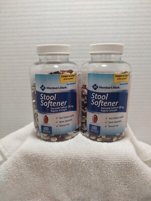  (X2) -Member's Mark - Stool Softener Softgels 600 ct (Total 1200 Ct)  100mg